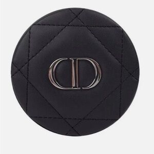 Dior Black Quilted Round Compact Mirror With Silver CD Logo